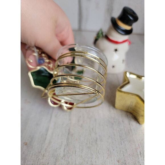 Mistletoe tea light holder snowman candle cover star set Xmas decor - Picture 8 of 8
